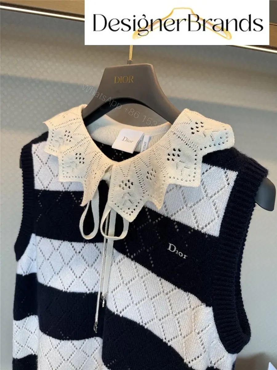 View 3 of Dior Mariniere Blue and White Striped Knit Vest