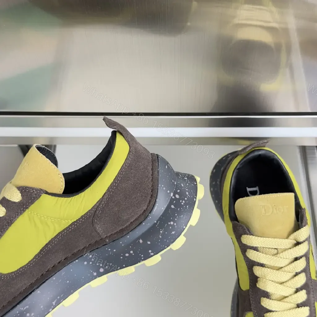 View 4 of Yellow-Gray Suede Trail Runner w/ Neon Laces (Dior-inspired)