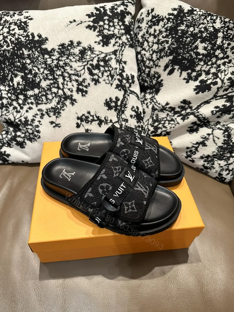 View 4 of Bold Monochrome Slides with Iconic LV Detailing