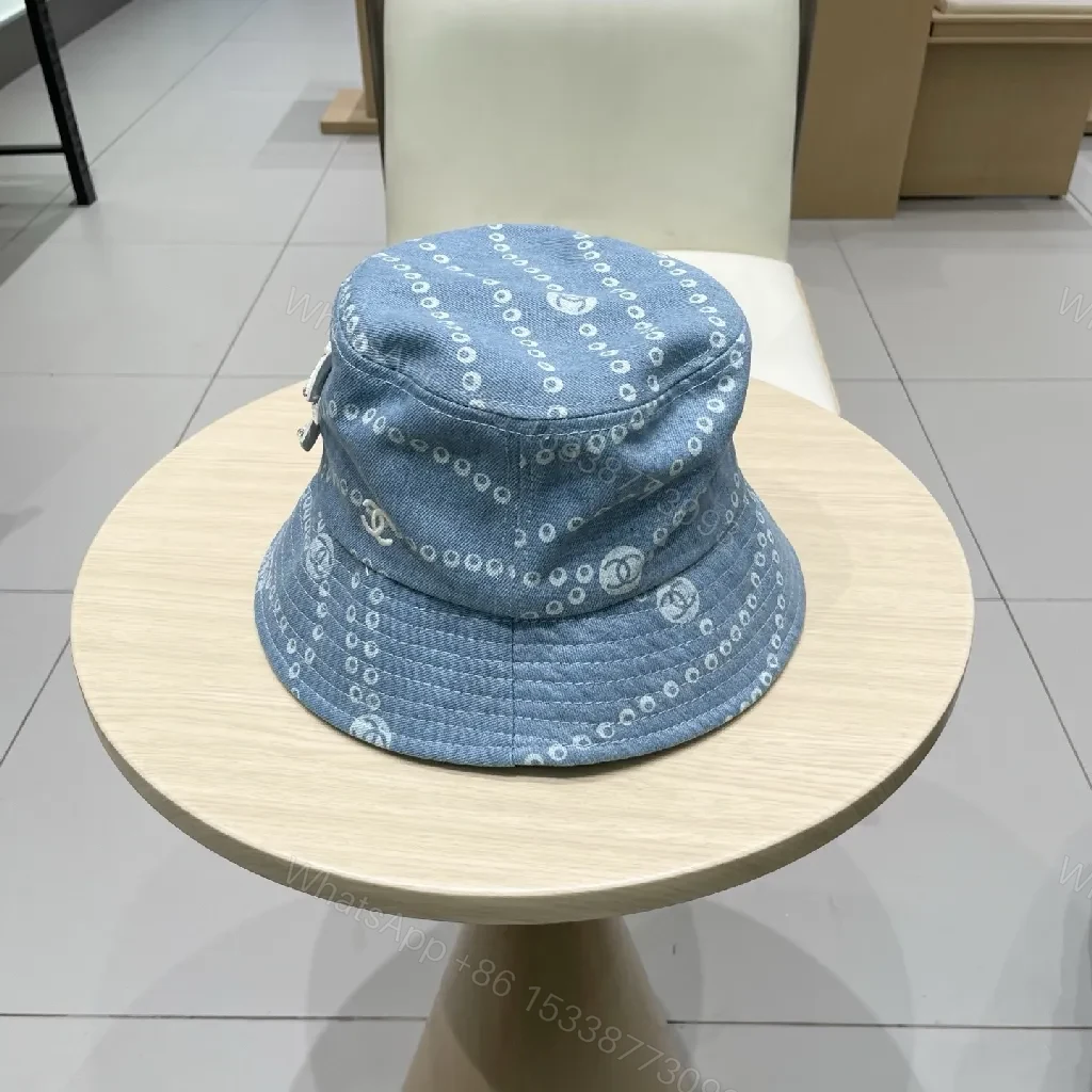 View 6 of Denim-Threaded Bucket Hat with Emblem: Bold, All-Season Style