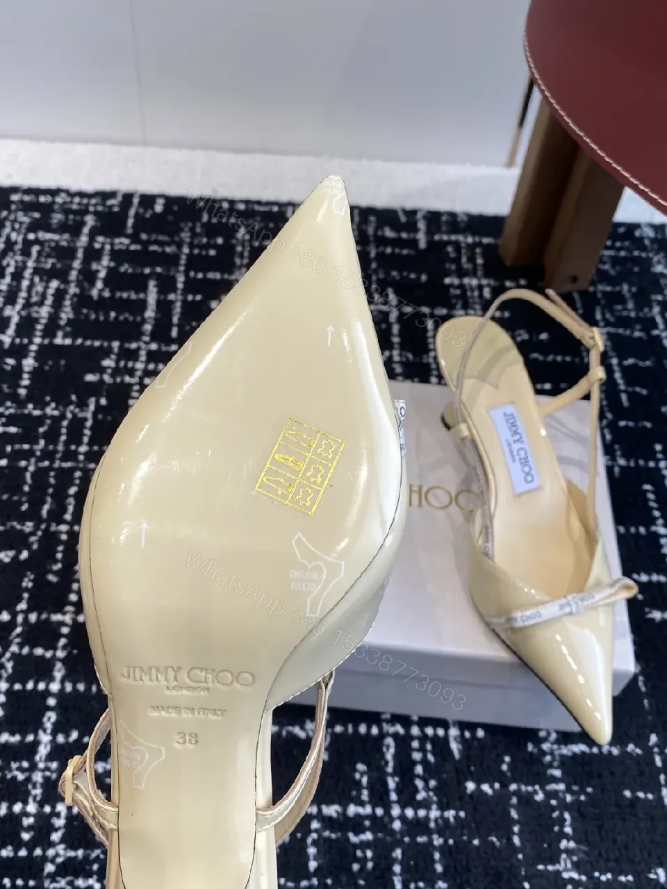 View 3 of Strappy Pointed-Toe Heels with Logo Straps - Everyday Glam