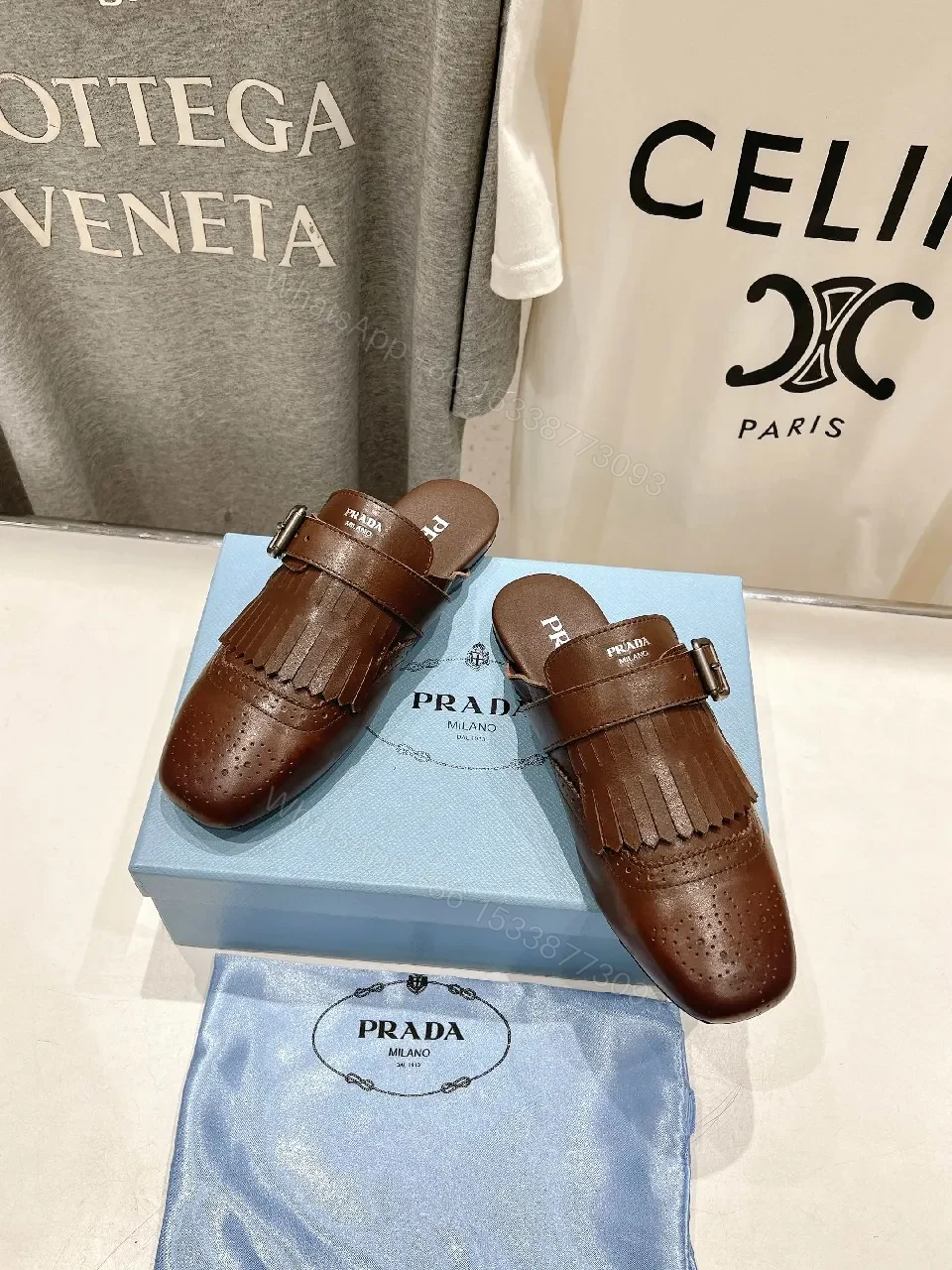 Brown Leather Fringe Buckle Loafers - Minimal Designer-Inspired Comfort — view 1