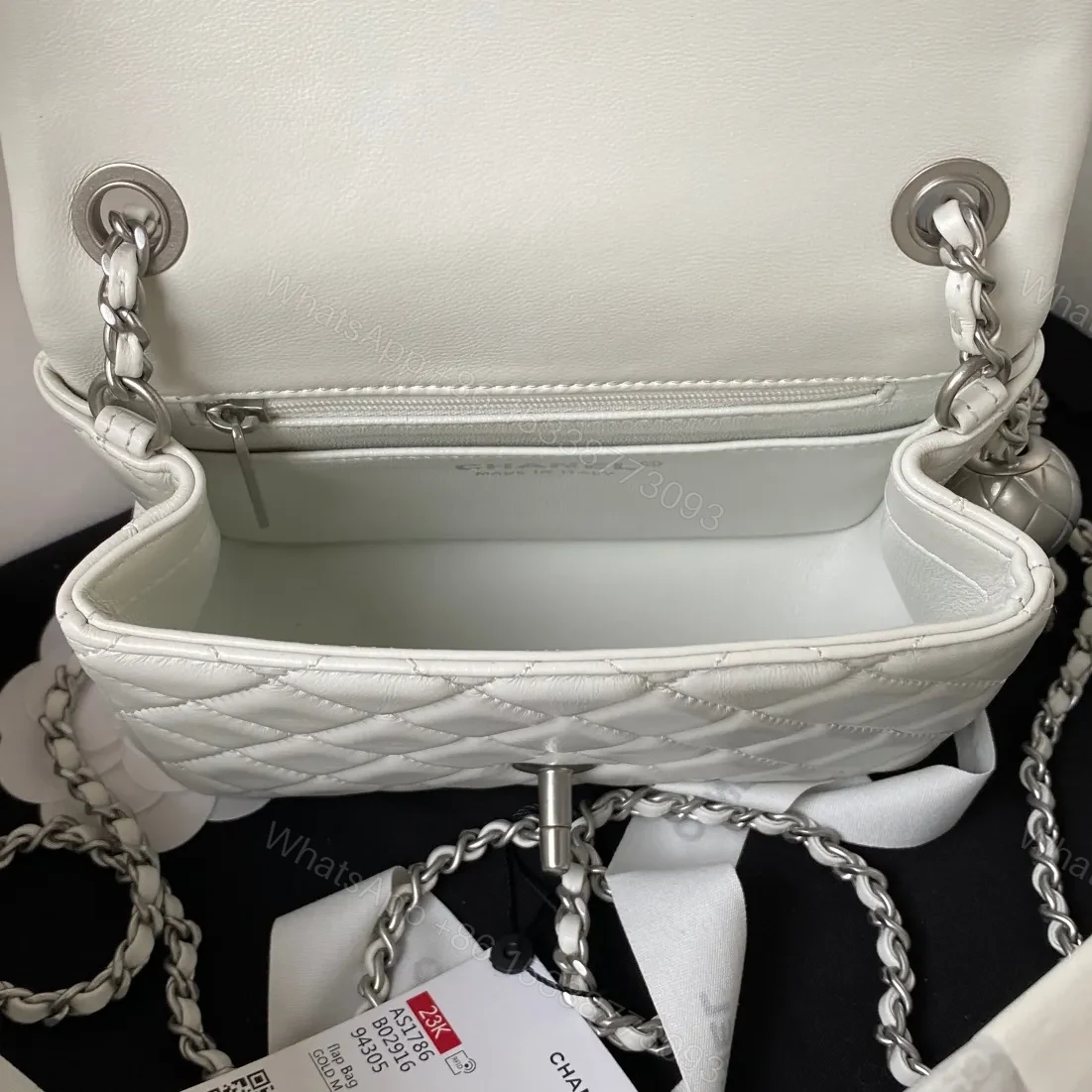 View 4 of Chanel Mini Silver 22 White Calfskin