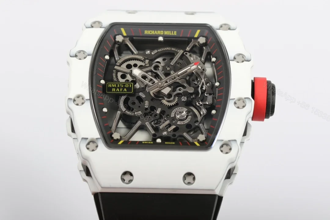 View 2 of Richard Mille RM35-01 NTPT Carbon Fiber RMUL3 White Gemstone Skeleton Watch RM35-01-CF-RMUL3-WG