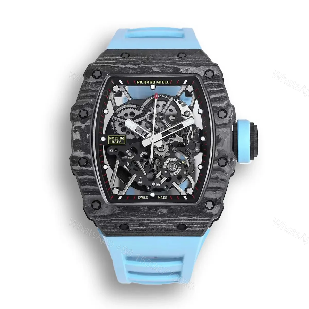 Replica Richard Mille RM35-02 Blue Rubber Strap — view 1