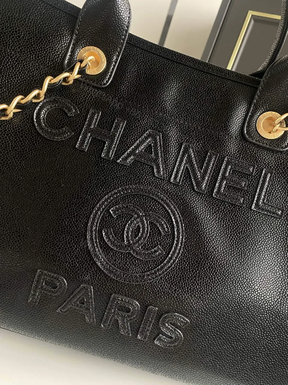 View 9 of Chic Black Pebbled Leather Tote — Structured Everyday Lux