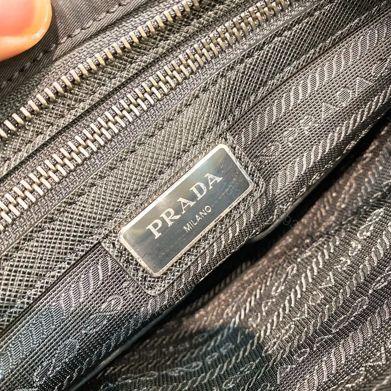 View 9 of Premium Black Crossbody Messenger with Prada Subtle Signature