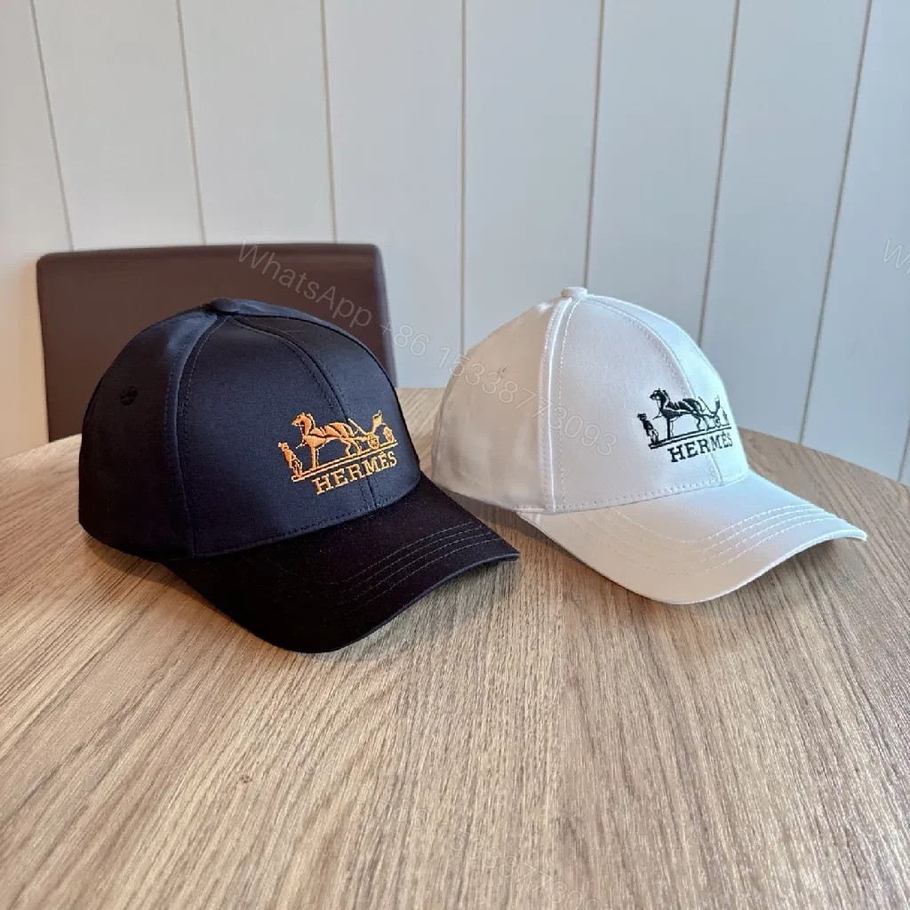 View 2 of Navy/White Cotton Cap — Structured Six-Panel, French-Carriage Luxe