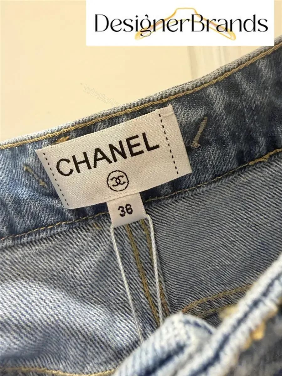 View 3 of Chanel Light Wash High-Waisted Straight-Leg Jeans