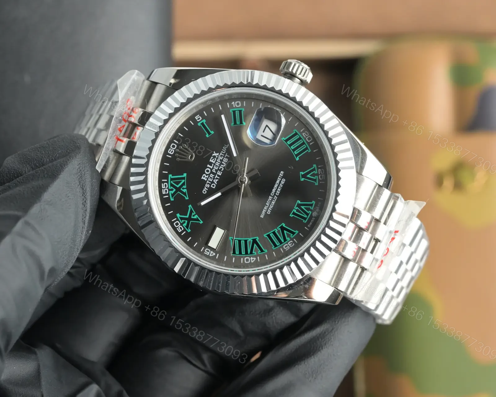 View 4 of Rolex Datejust 41 Stainless Steel Fluted Slate – Roman Grey Dial Jubilee 126334-0022