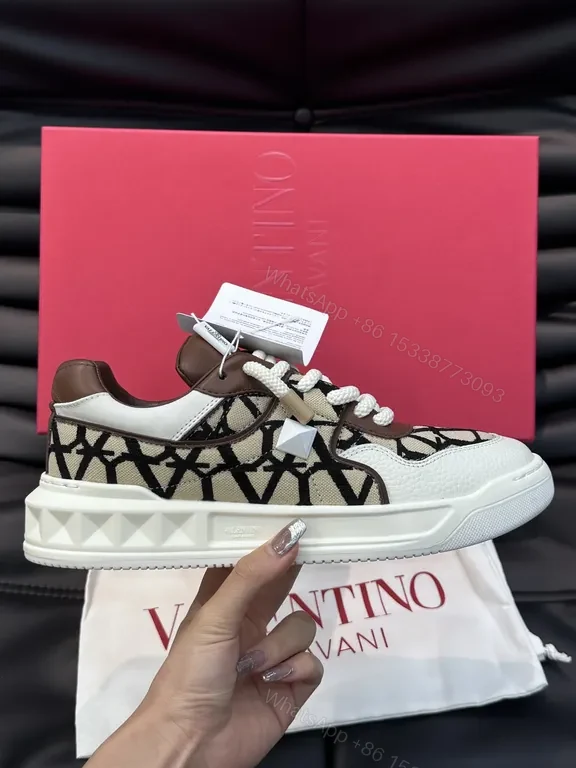 View 2 of Valentino Garavani High-Top Sneakers: Brown Leather Luxe