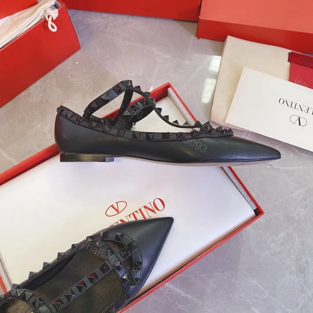View 3 of Valentino Women Black Leather Pointed Flats