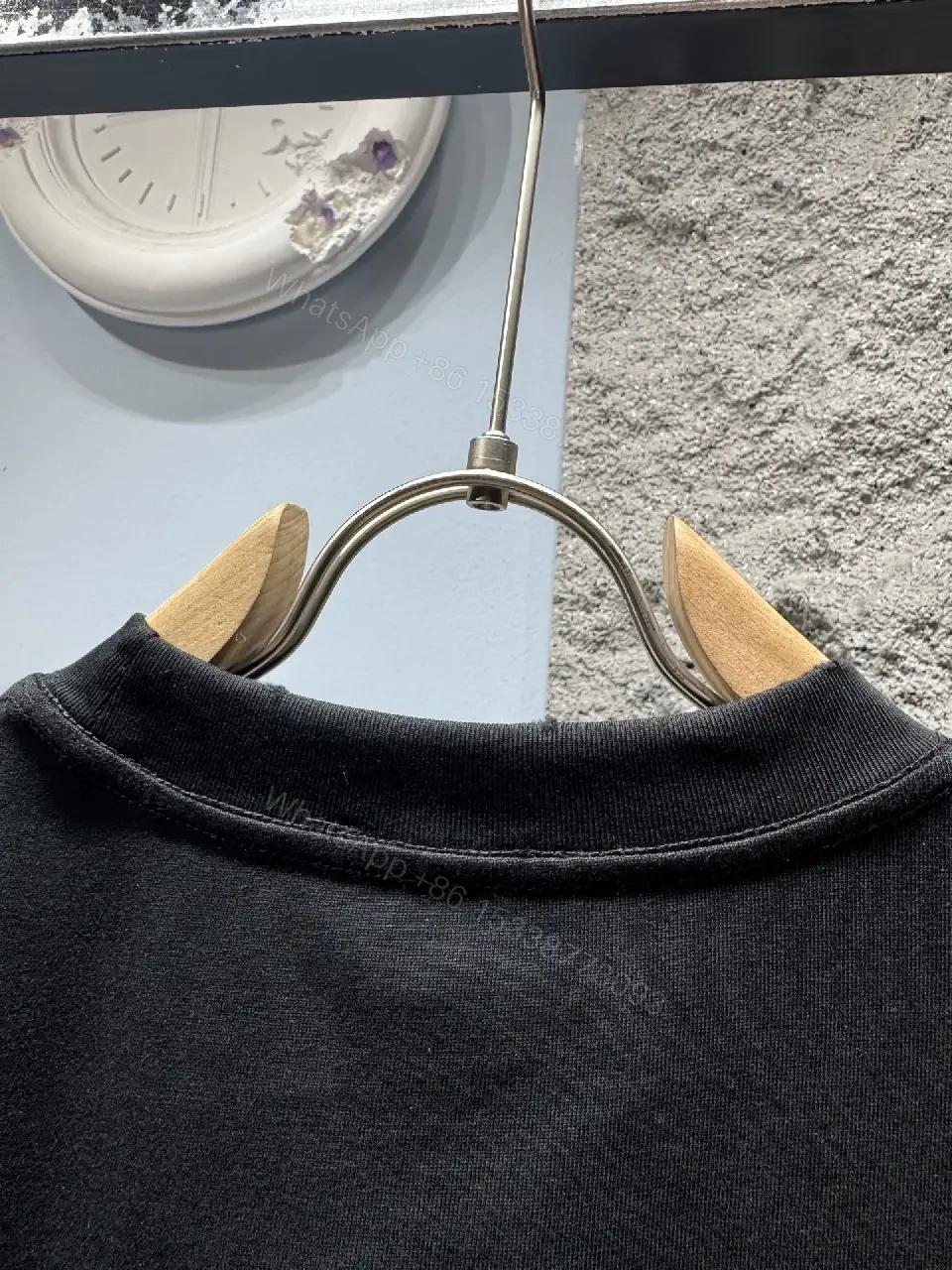 View 10 of Black Cotton Tee with Subtle Embroidered Graphic, Minimal Luxury, Everyday Wear