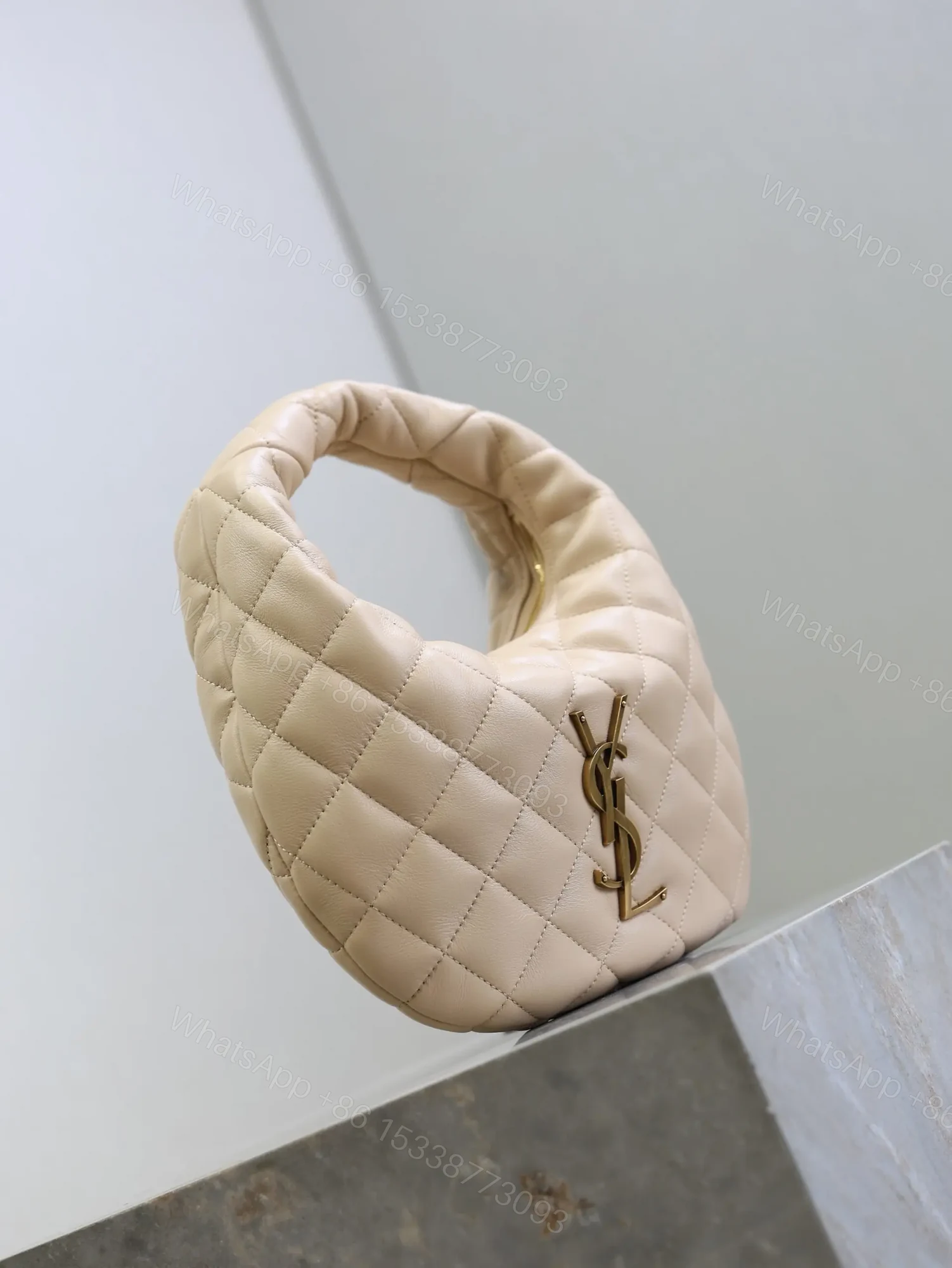 View 3 of YSL ICARINO 17 IN BEIGE QUILTED GOLD HARDWARE