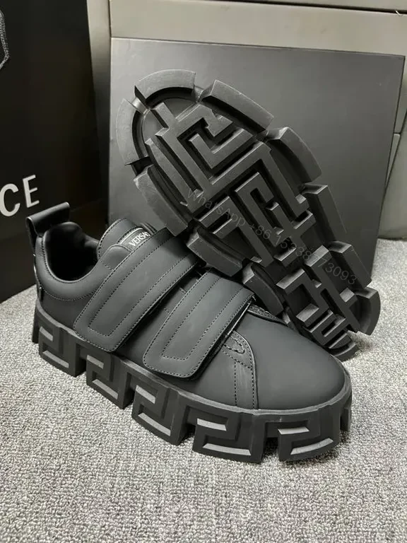 View 8 of Versace Black Calf Leather High-Tops with Dual Velcro Straps