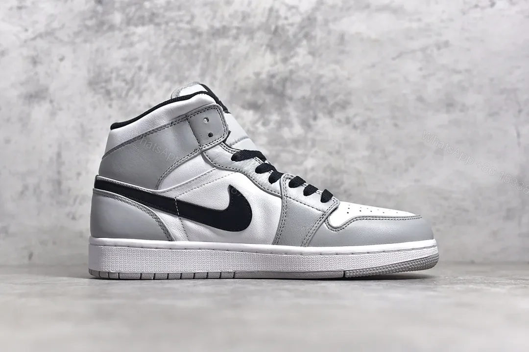 View 3 of Air Jordan 1 Mid “Light Smoke Grey” Reps