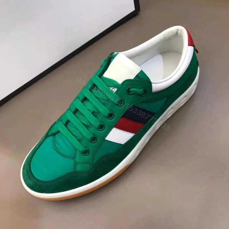View 6 of GUCCI MEN’S GREEN LEATHER AND NYLON SNEAKERS – GC61