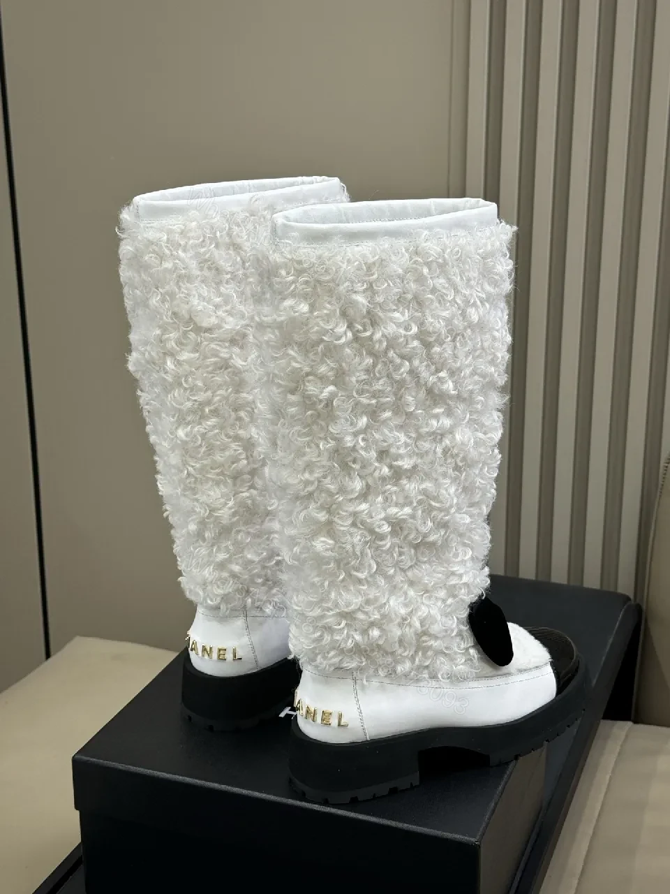 View 3 of Knit-Texture Knee-High Boots: Bold Contrast, Cozy Grip