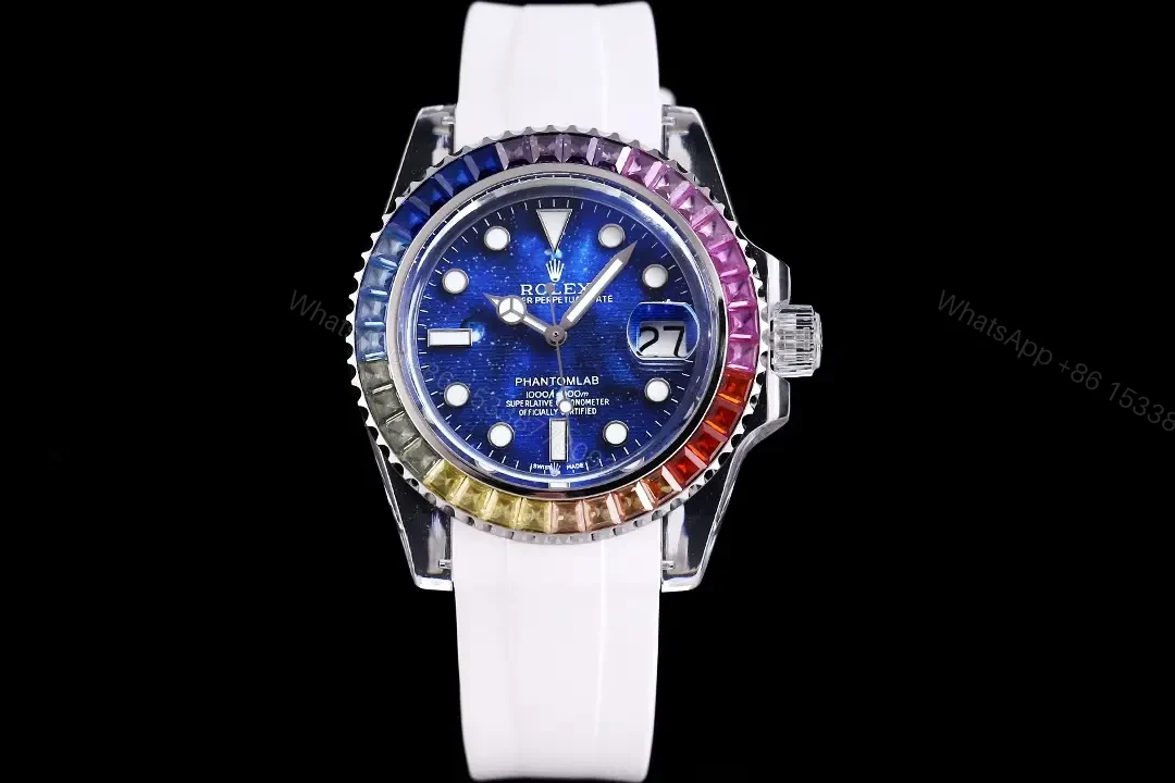 Rolex Submariner Phantom Crystal Blue Dial White Strap Edition 40mm RG-SUB-BLUE-RAINBOW-PHANTOM — view 1