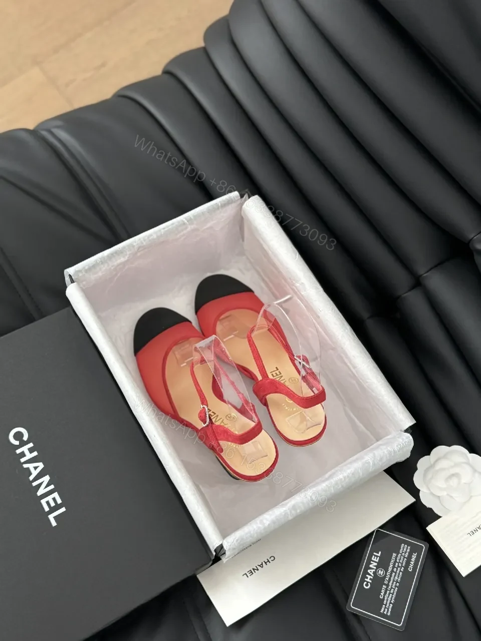View 8 of Red Suede Slingback Heels with Transparent Straps – Stiletto Lift
