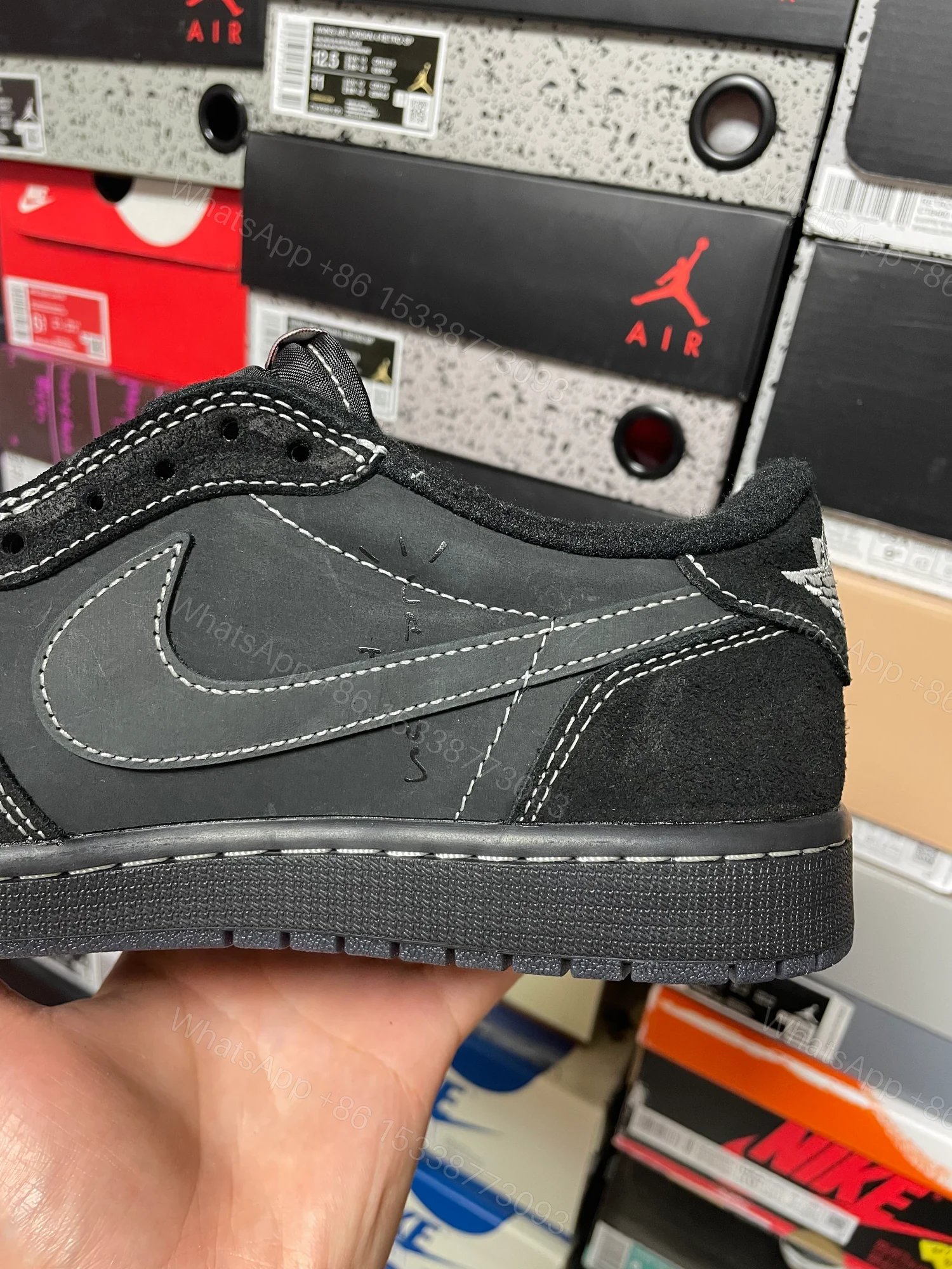 View 2 of Jordan 1 Retro Low OG SP Travis Scott Black Phantom