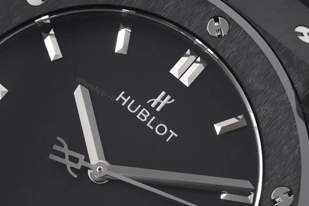 View 4 of Hublot Classic Fusion Black Ceramic Automatic Watch with H-Shaped Titanium Screws and Crocodile Leather Strap