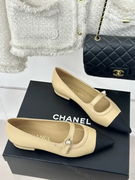 View 9 of Chanel Two-Tone Pointed-Toe Mary Jane Heels