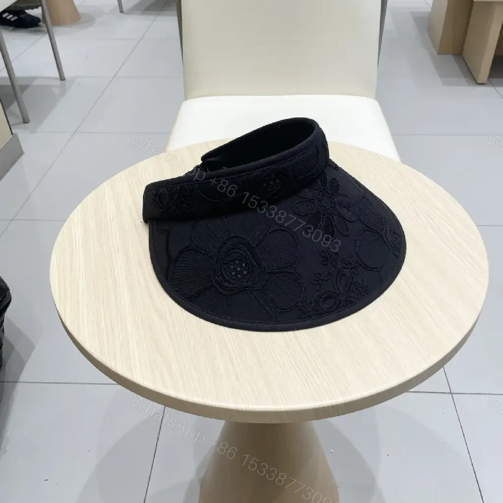 View 4 of Structured Black Embroidered Sun Visor - Luxe, Everyday Shield