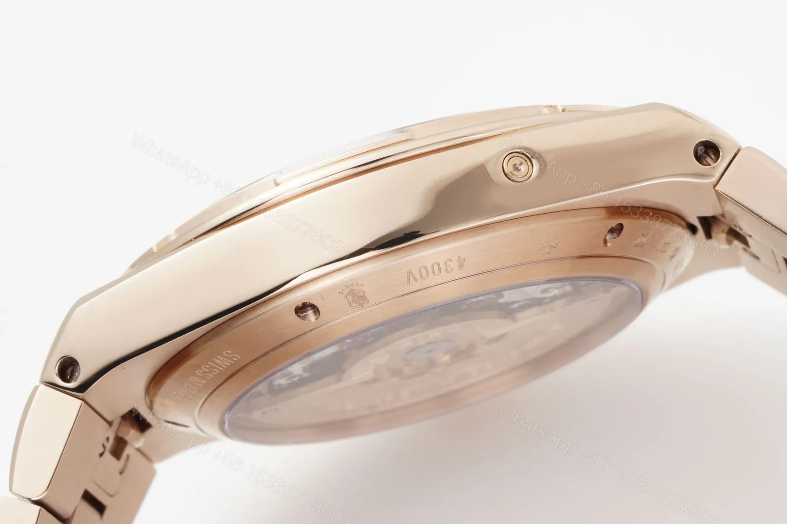 View 6 of JJ Factory Vacheron Constantin Overseas Perpetual Calendar 4300V Rose Gold Watch with Blue Dial and Interchangeable Strap System
