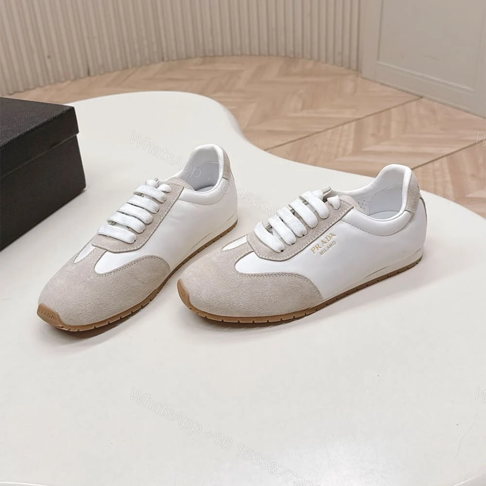 View 3 of PRADA Nappa leather and suede sneakers