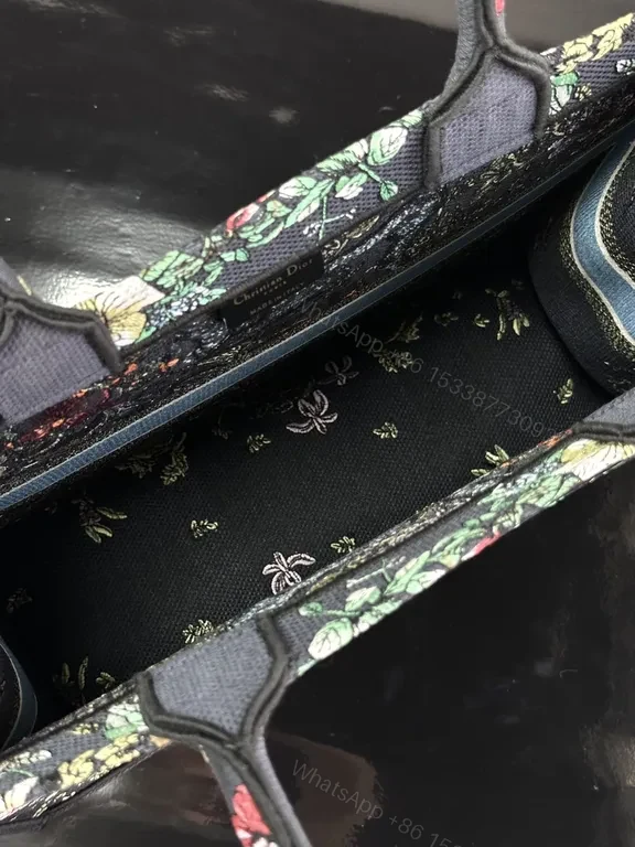 View 7 of Vibrant Floral Canvas Tote with Signature Banding - Dior Luxury Carryall