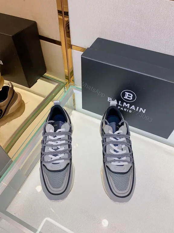 View 3 of Grey Knit Balmain Luxury Sneaker - Breathable, All-Day Comfort