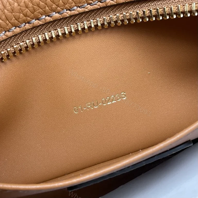 View 4 of Caramel Leather Satchel: Dior-Inspired, Convertible, Gold Charm