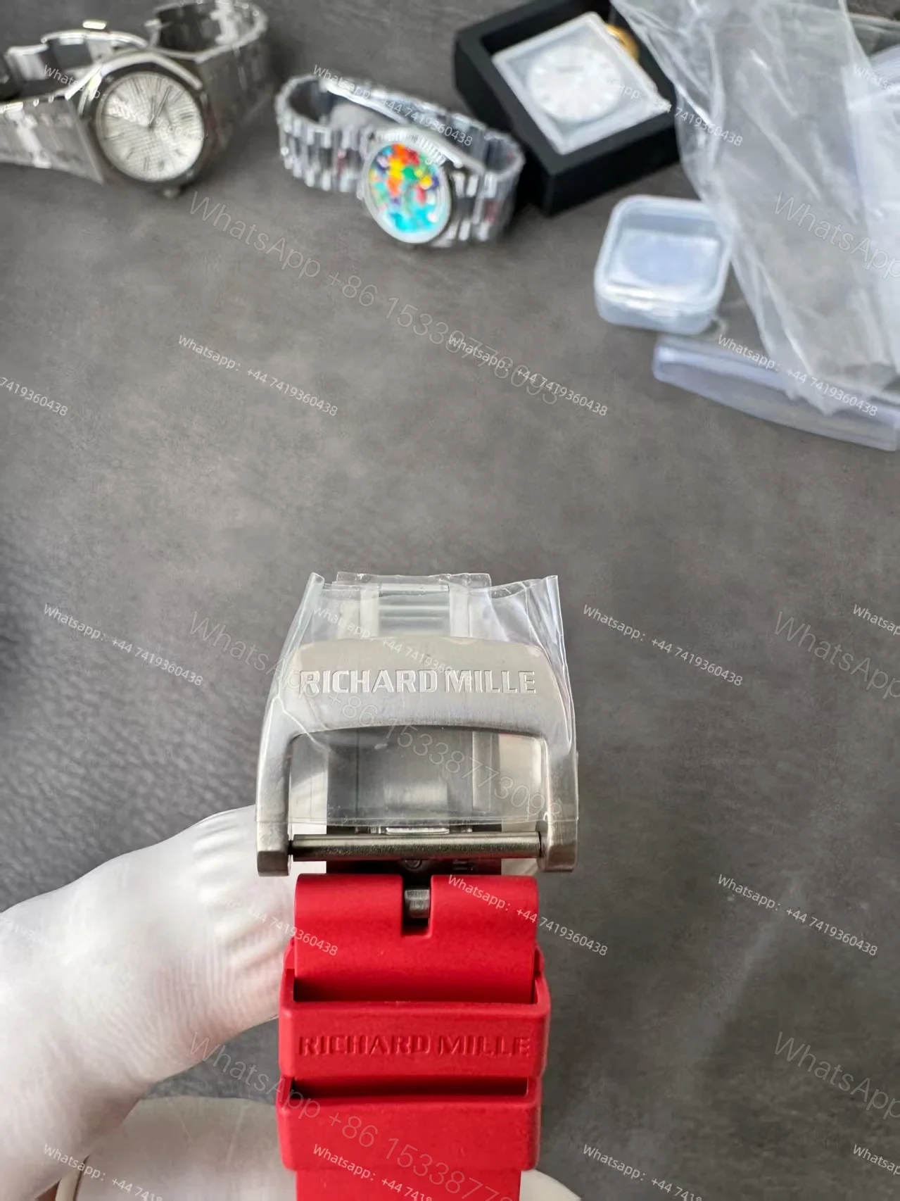 View 16 of Richard Mille RM 055 Carbon TPT Skeleton Vaucher Free-Sprung Movement Red Rubber Strap Custom Super Clone