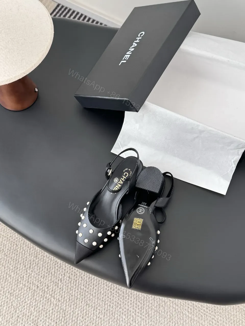 View 4 of Pearl-Detail Slingback Heels: Sophisticated Modern Luxury