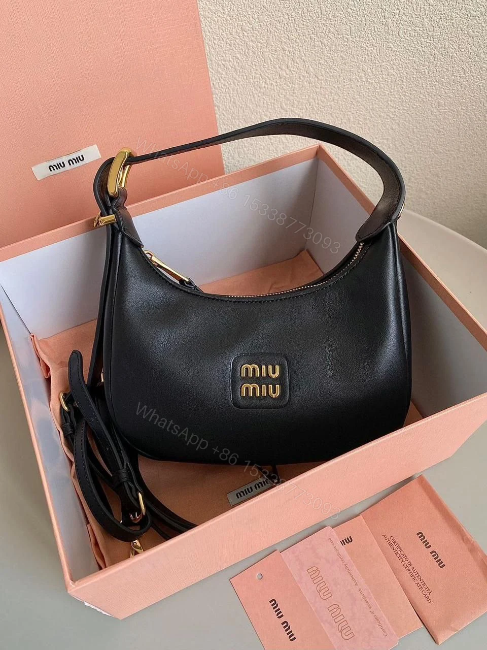 View 4 of Miu Miu Leather hobo bag