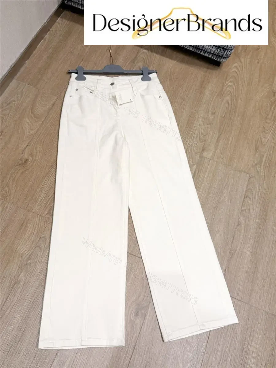 View 5 of Off-White Cotton-Twill Wide-Leg Trousers: Premium Comfort