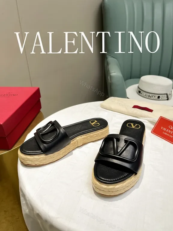 View 7 of Polished V-Logo Leather Slides â€“ Luxury Casual Sandals