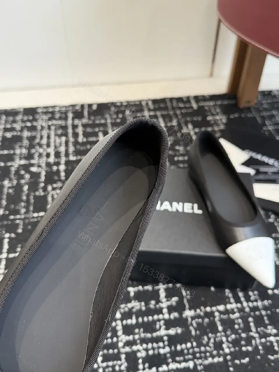 View 2 of Two-Tone Leather Ballet Flats with Logo Detail - Everyday Luxury