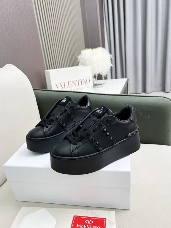 View 3 of Valentino Garavani Black Leather Studded Luxury Sneakers