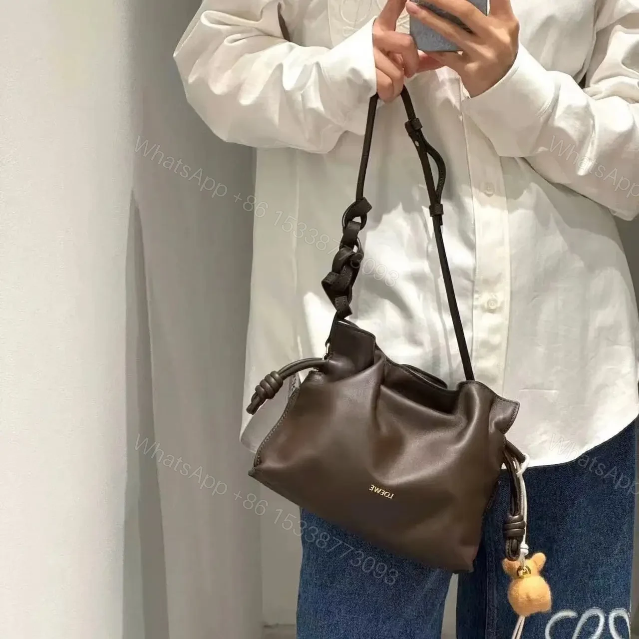 View 21 of 高仿Loewe*Flamenco系列3606福袋包咖啡色Mini免檢版