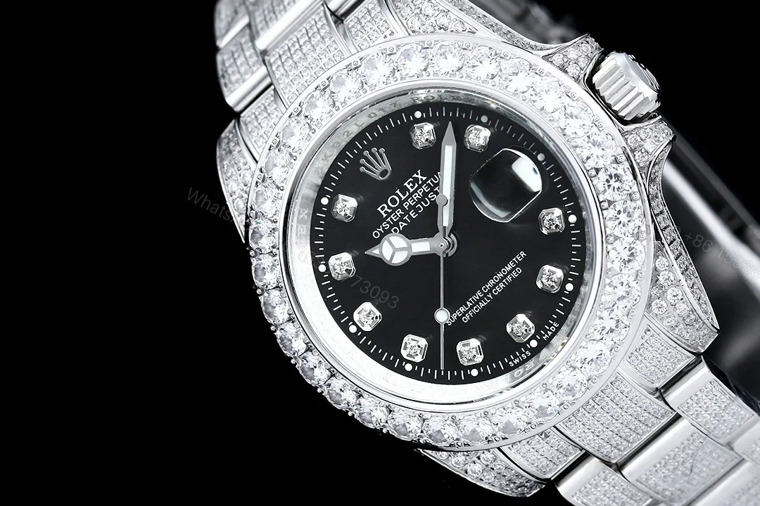 View 5 of Rolex Full Iced Diamond Case Bracelet Luxury Watch 42mm Ultimate Edition RG-ROLEX-FULL-ICED-DIAMOND-904-42