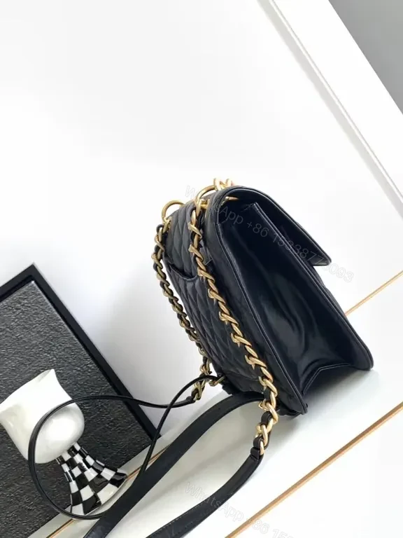 View 3 of Gold Chain Quilted Leather Handbag: Classic Chanel Whisper Style