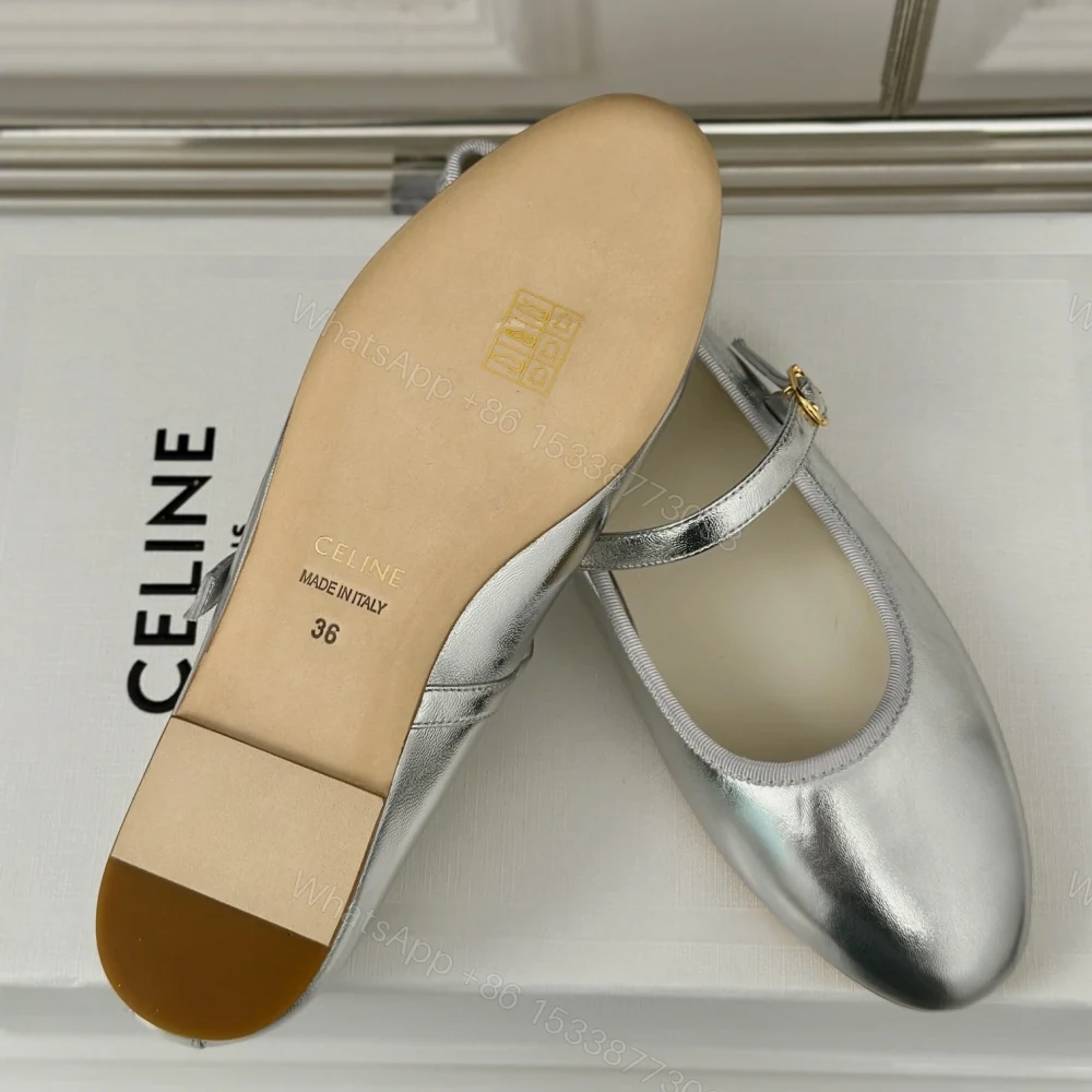 View 9 of 高仿Celine*345703555復古瑪麗珍單鞋金屬漆銀色免檢版
