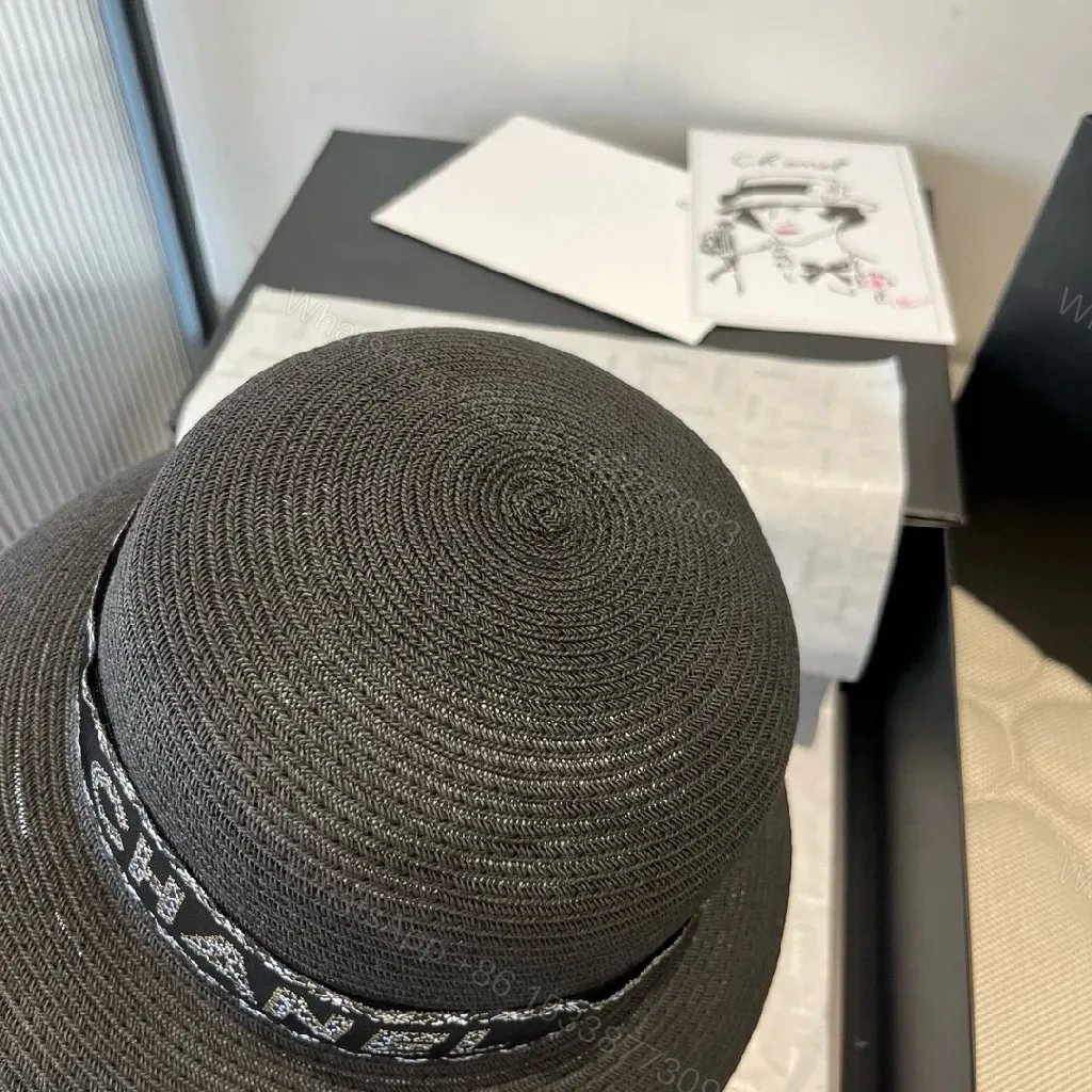 View 4 of Charcoal Raffia Wide-Brim Hat with Luxe Band