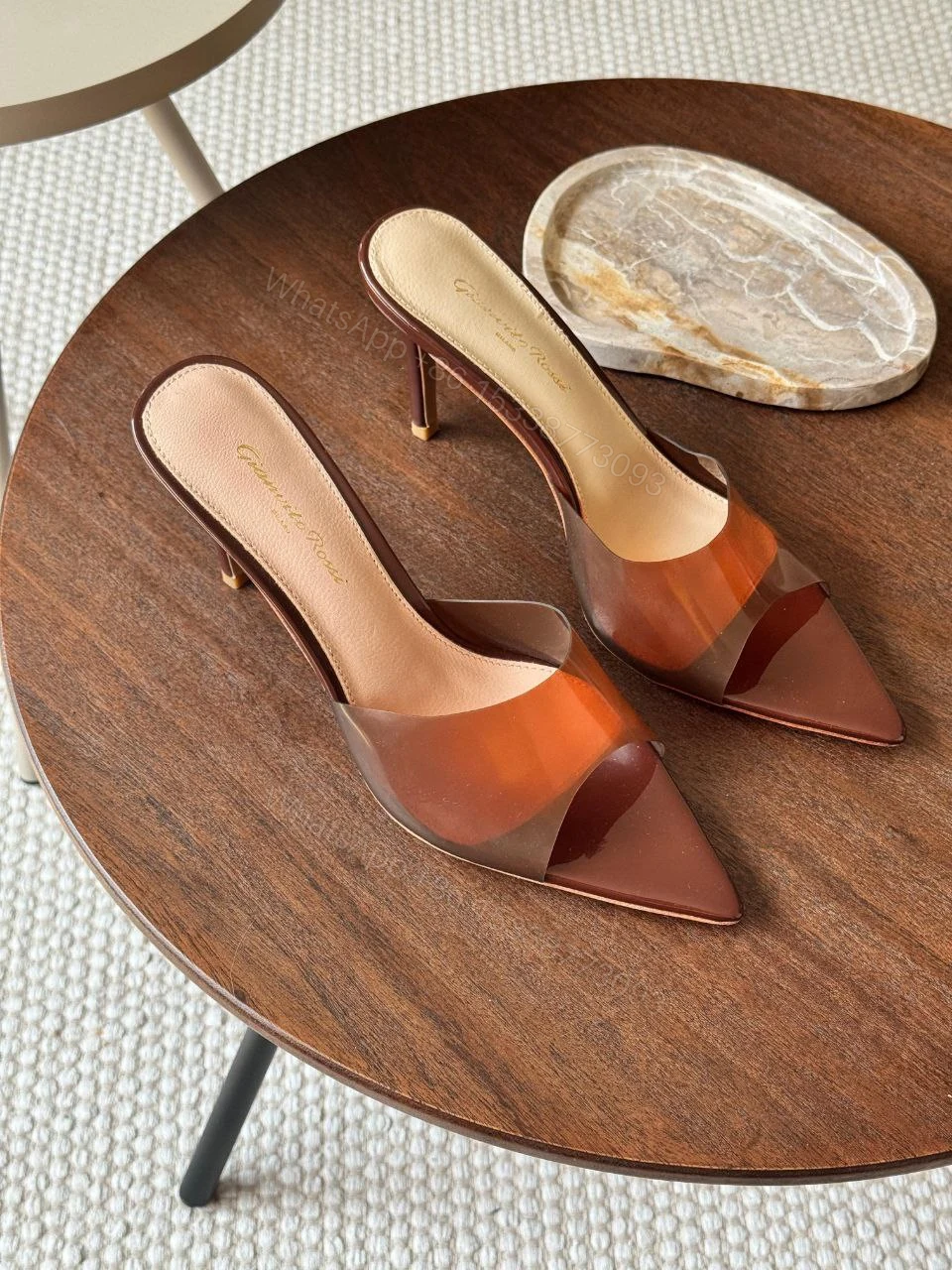 View 8 of Gianvito Rossi Elle 105 TPU and patent leather mules