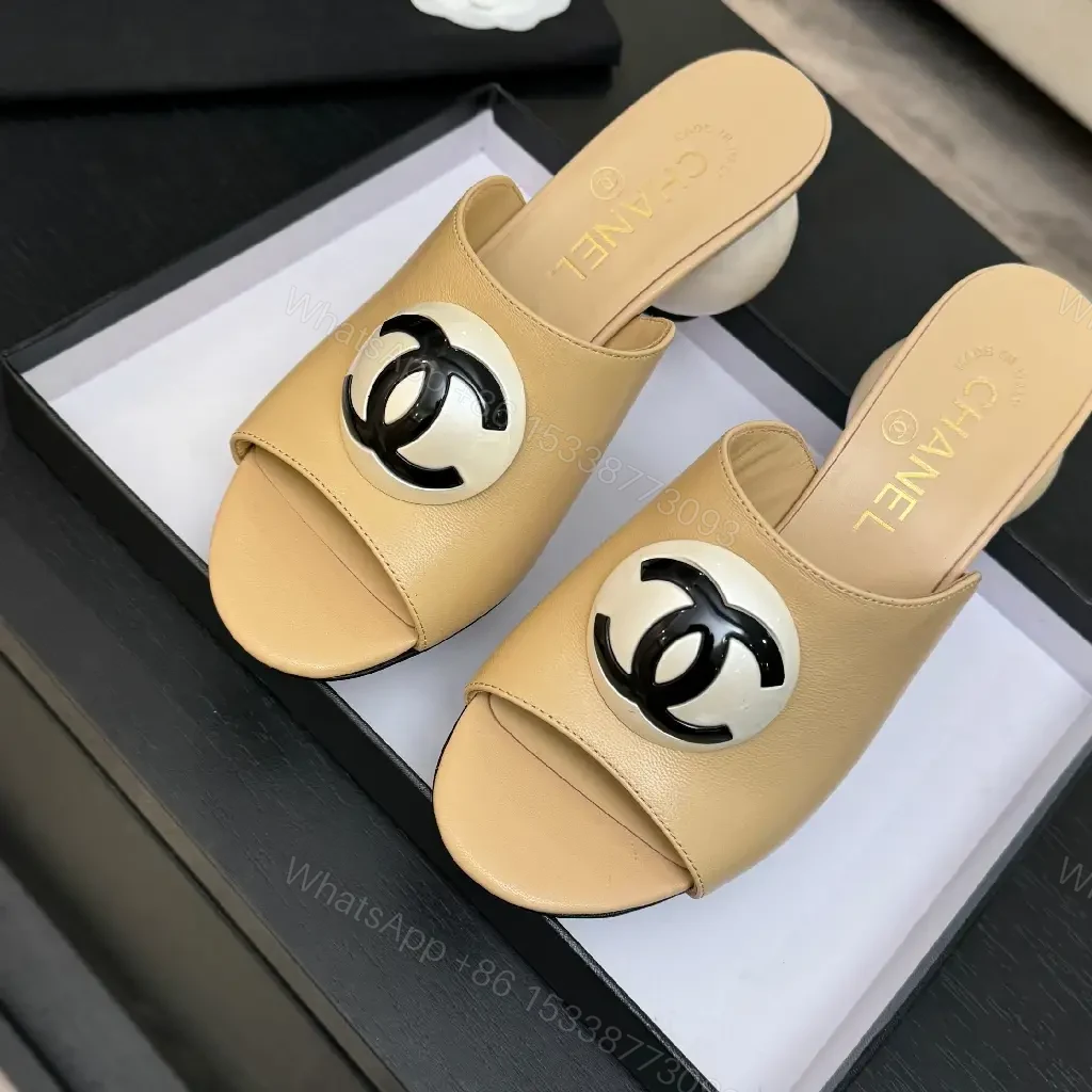 View 6 of Open-Back Logo-Accent Slide Heels: Everyday Luxe Comfort
