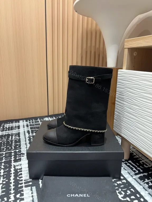 View 8 of Chanel-Inspired Black Ankle Boots: Sculpted Comfort & Style