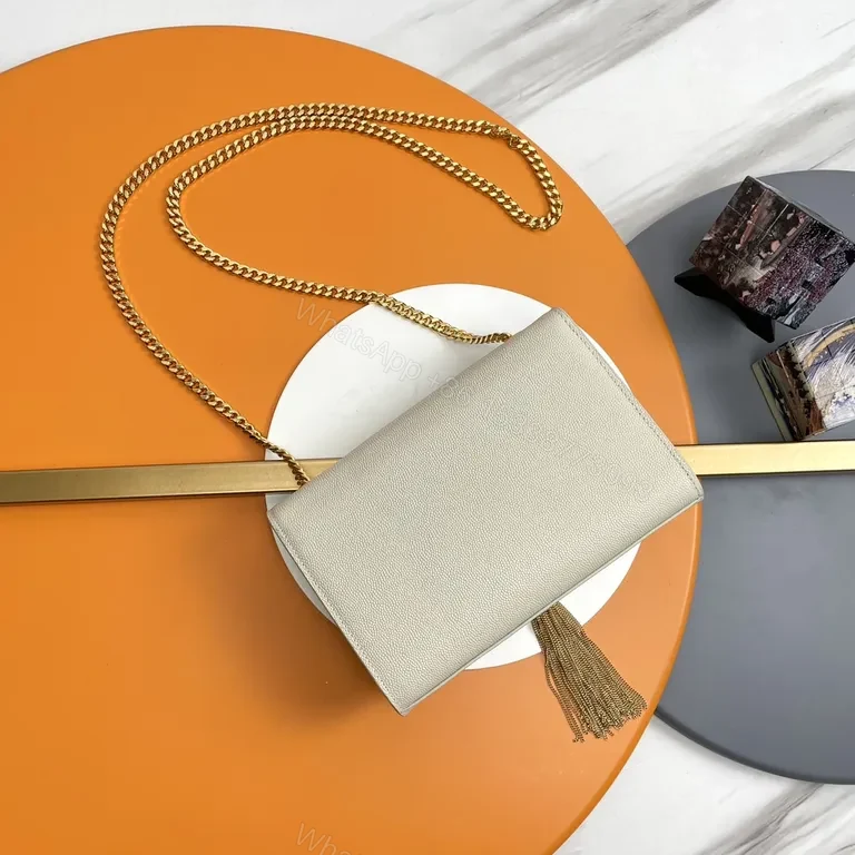 View 5 of Beige Pebble Leather Crossbody: Luxe YSL-Inspired Bag