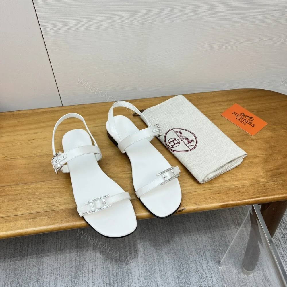 View 9 of 高仿Hermes*H211001Z90鑽扣輕便涼鞋白色免檢版